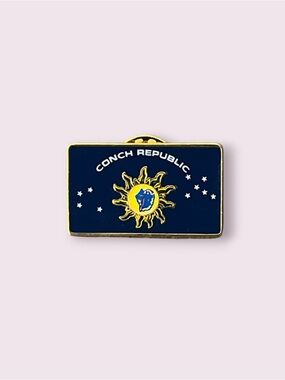 Conch Republic Flag Enamel Collectible Lapel Pin Key West Florida Sun Stars